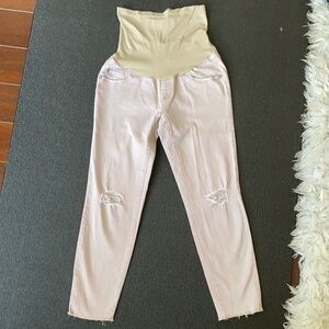 LED Maternity pink jeans ripped